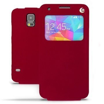 Samsung Galaxy S5 Noreve Tradition D Flip Leather Case Red