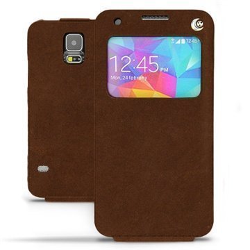 Samsung Galaxy S5 Noreve Tradition D Flip Leather Case Sable Vintage