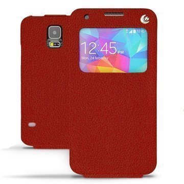 Samsung Galaxy S5 Noreve Tradition D Flip Leather Case Tomate
