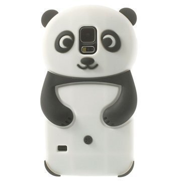 Samsung Galaxy S5 Panda 3D Silikoninen Suojakuori Musta / Valkoinen