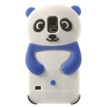 Samsung Galaxy S5 Panda 3D Silikoninen Suojakuori Sininen / Valkoinen