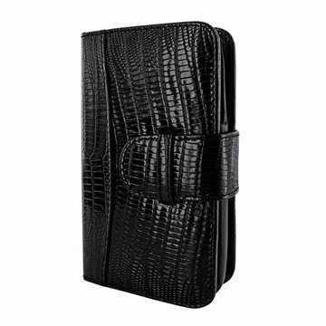 Samsung Galaxy S5 Piel Frama Lompakko Nahkakotelo Lizard Musta