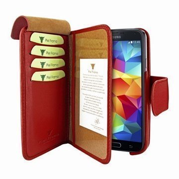 Samsung Galaxy S5 Piel Frama Lompakko Nahkakotelo Punainen