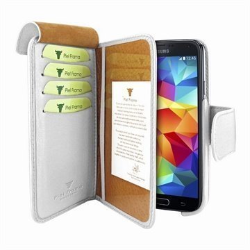 Samsung Galaxy S5 Piel Frama Lompakko Nahkakotelo Valkoinen