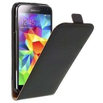 Samsung Galaxy S5 Pystysuuntainen Nahkainen Läppäkotelo Musta