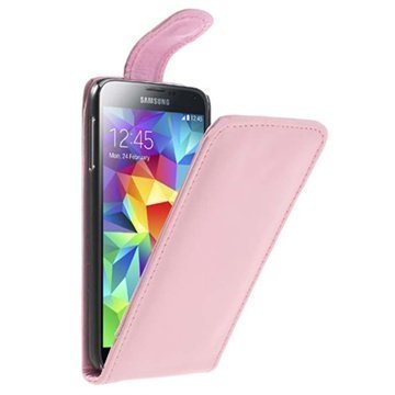 Samsung Galaxy S5 Pystysuuntainen Nahkainen Läppäkotelo Pinkki