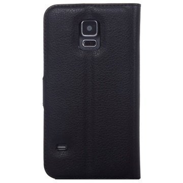 Samsung Galaxy S5 Sport Wallet Nahkakotelo Musta