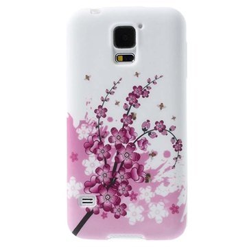 Samsung Galaxy S5 TPU-Kotelo Vaaleanpunaiset Kukat