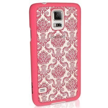 Samsung Galaxy S5 iGadgitz 3D Designer Collection Damastikuvioitu Kova Kotelo Pinkki