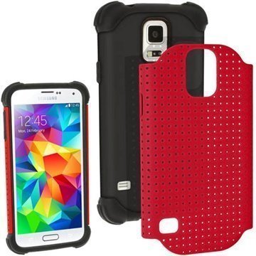 Samsung Galaxy S5 iGadgitz Silikonikotelo Musta / Punainen
