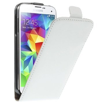 Samsung Galaxy S5 mini Pystysuuntainen Nahkainen Läppäkotelo Valkoinen