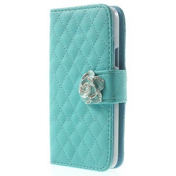Samsung Galaxy S5 mini Rhombus Lompakkomallinen Nahkakotelo Sininen