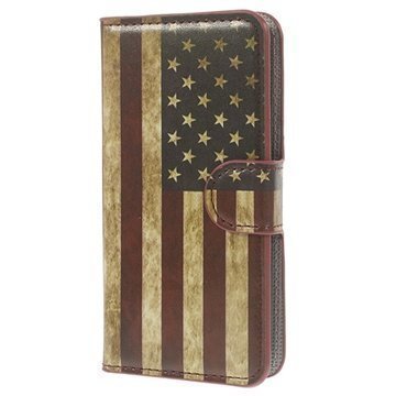 Samsung Galaxy S5 mini Wallet Nahkakotelo Vintage American Flag