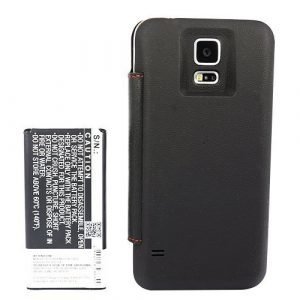 Samsung Galaxy S5 tehoakku 5600 mAh Mustalla Flip Cover suojakotelolla