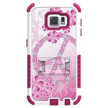 Samsung Galaxy S6 Beyond Cell Tri Shield Design Hybrid Suojakuori Flower Peace