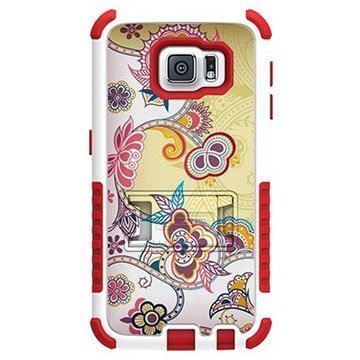 Samsung Galaxy S6 Beyond Cell Tri Shield Design Hybrid Suojakuori Kukat Abstract