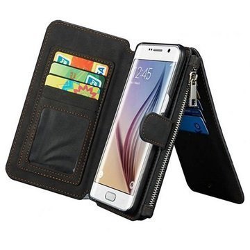 Samsung Galaxy S6 Caseme Monitoiminen Wallet Nahkakotelo Musta