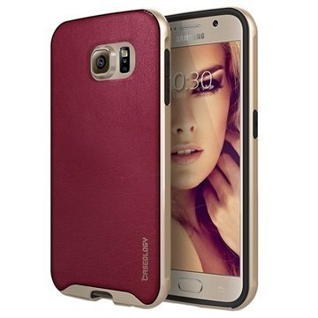 Samsung Galaxy S6 Caseology Envoy Kotelo Burgundinpunainen / Kulta
