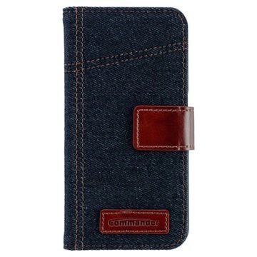 Samsung Galaxy S6 Commander Book Elite Jeans Läppäkotelo Farkkukangas Sininen / Ruskea