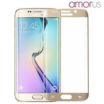 Samsung Galaxy S6 Edge Amorus Koko Näytön Peittävä Näytönsuoja Kulta