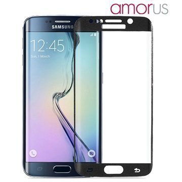 Samsung Galaxy S6 Edge Amorus Koko Näytön Peittävä Näytönsuoja Musta