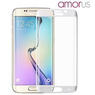 Samsung Galaxy S6 Edge Amorus Koko Näytön Peittävä Näytönsuoja Valkoinen