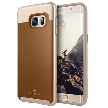 Samsung Galaxy S6 Edge+ Caseology Envoy Kotelo Ruskea / Kulta