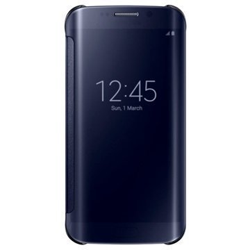 Samsung Galaxy S6 Edge Clear View Flip Kotelo EF-ZG925BB Musta Safiiri