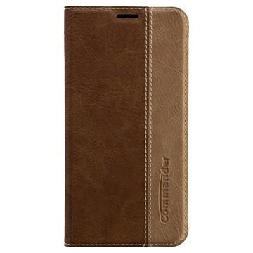 Samsung Galaxy S6 Edge Commander Book Flip Leather Case Brown