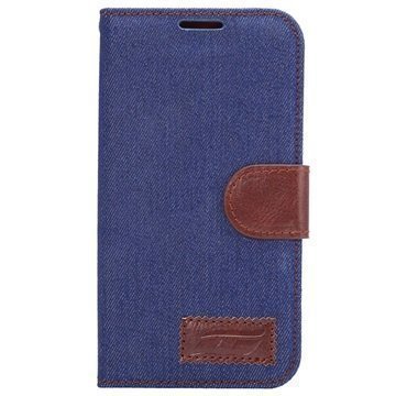 Samsung Galaxy S6 Edge Farkku Wallet Kotelo Tummansininen