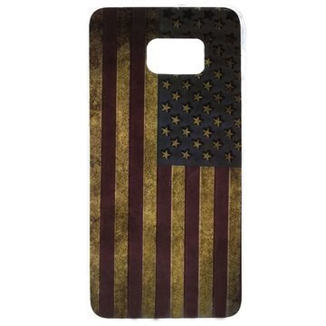 Samsung Galaxy S6 Edge+ Glitter TPU-Kotelo Vintage American Flag