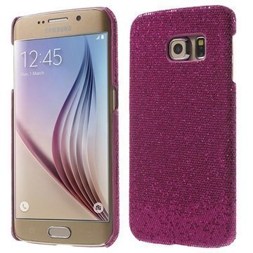 Samsung Galaxy S6 Edge Kova Suojakuori Glitteri Kuuma Pinkki