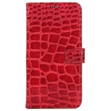 Samsung Galaxy S6 Edge Krokotiilin Lompakkokotelo Punainen