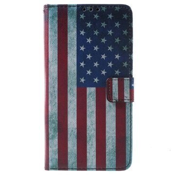 Samsung Galaxy S6 Edge+ Lompakkokotelo Vintage American Flag