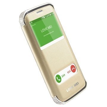 Samsung Galaxy S6 Edge Love Mei Star Line Läpällinen Nahkakotelo Hopea