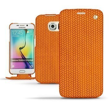 Samsung Galaxy S6 Edge Noreve Tradition Avattava Nahkakotelo HorizonÂ - Abaca Arancio