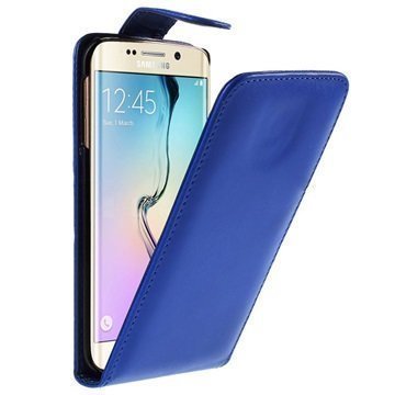 Samsung Galaxy S6 Edge Pystysuuntainen Läppäkotelo Sininen