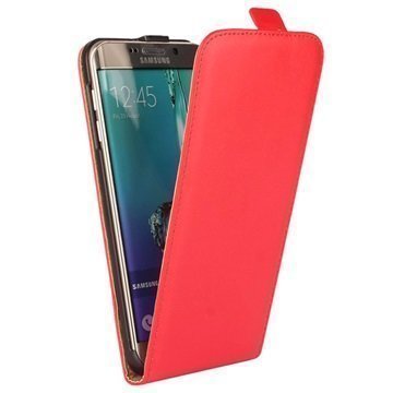 Samsung Galaxy S6 Edge+ Pystysuuntainen Nahkainen Läppäkotelo Punainen