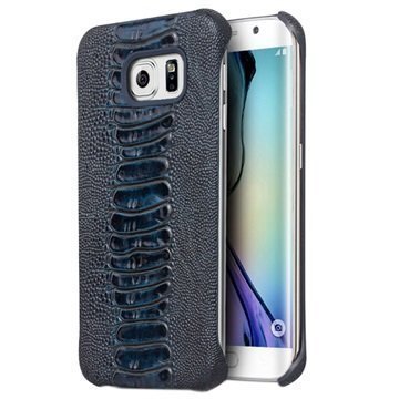 Samsung Galaxy S6 Edge Qialino Leather Coated Hard Case Ostrich Skin Blue