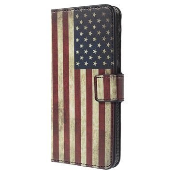 Samsung Galaxy S6 Edge Tyylikäs Lompakkokotelo Vintage American Flag