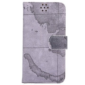 Samsung Galaxy S6 Edge World Map Wallet Kotelo Harmaa