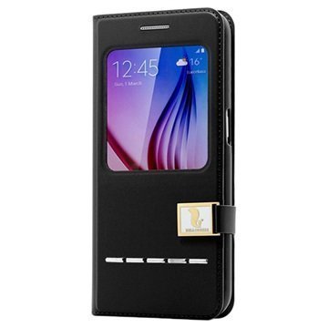 Samsung Galaxy S6 Hello Deere Ailun II Sarjan Ikkunallinen Läppäkotelo Musta
