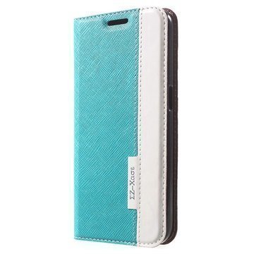 Samsung Galaxy S6 Kaksisävyinen Lompakkokotelo Sininen / Valkoinen