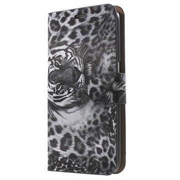 Samsung Galaxy S6 Lompakkokotelo Leopardi Musta