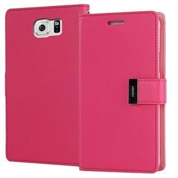 Samsung Galaxy S6 Mercury Goospery Rich Diary lompakkokotelo â" Kuuma Pinkki