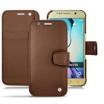 Samsung Galaxy S6 Noreve Tradition B Wallet Nahkakotelo Ambition Kastanjanruskea