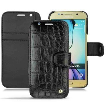 Samsung Galaxy S6 Noreve Tradition B Wallet Nahkakotelo Horizon Krokotiili Musta