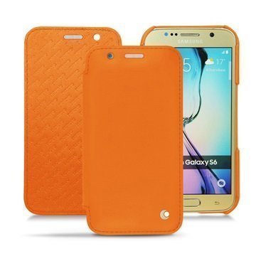 Samsung Galaxy S6 Noreve Tradition D Nahkainen Läppäkotelo Pulsion Oranssi Fluoresentti