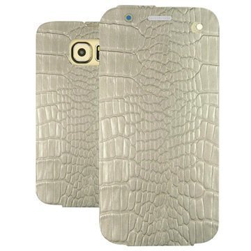 Samsung Galaxy S6 Noreve Tradition Läpällinen Nahkakotelo Horizon CrocodileÂ - Maito