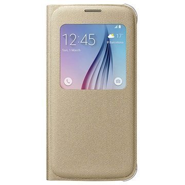 Samsung Galaxy S6 S-View Läpällinen Kangaskotelo EF-CG920BF Kultainen